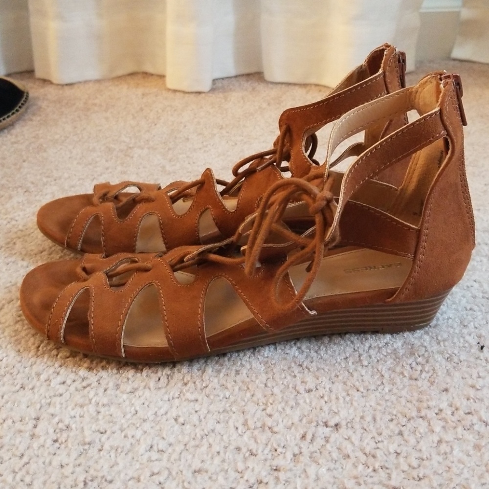 Express Faux Suede Lace Up Sandals